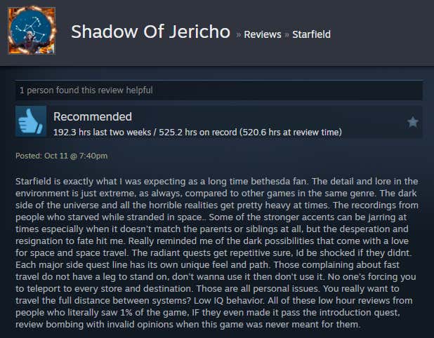 Imagem do artigo intitulado Starfield: Shattered Space, conforme contado pelas análises do Steam